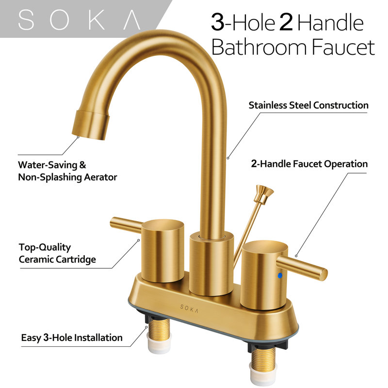 SOKA Centerset Faucet Singlehandle Bathroom Faucet with Drain Assembly Wayfair